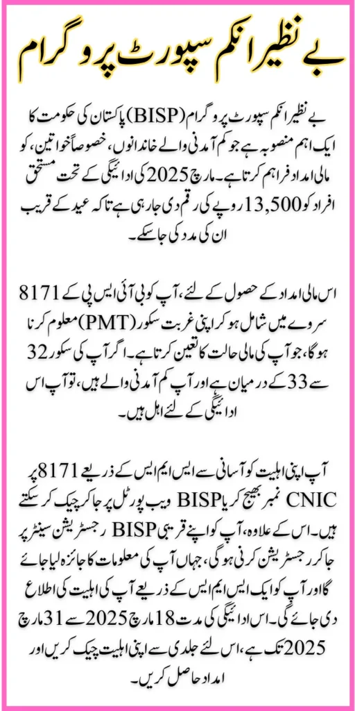 BISP 8171 March 2025 Payment Eligibility Criteria Check Online: Step-by-Step Guide