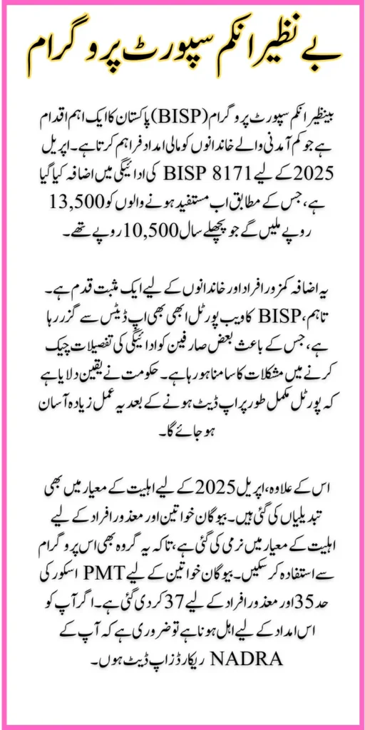 BISP 8171 Payment Update April 2025 Ineligible Women, Check Your Payment 13500
