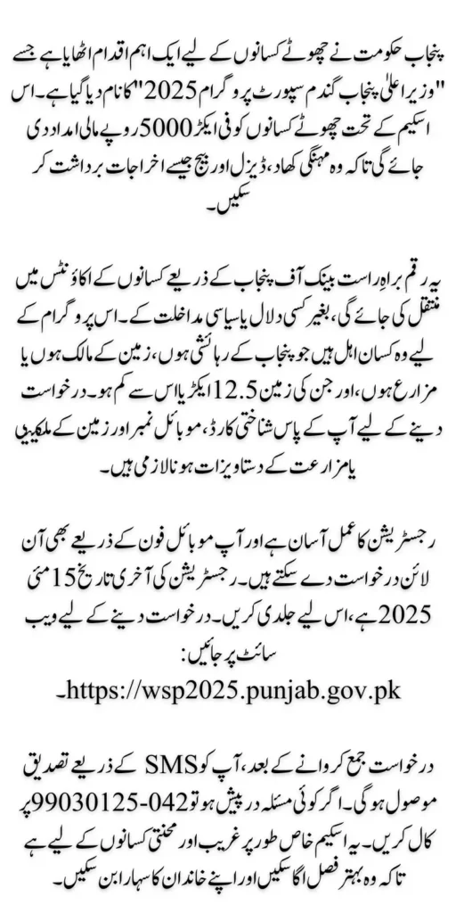 CM Punjab Wheat Support Program 2025 Online Registration Who is Eligible