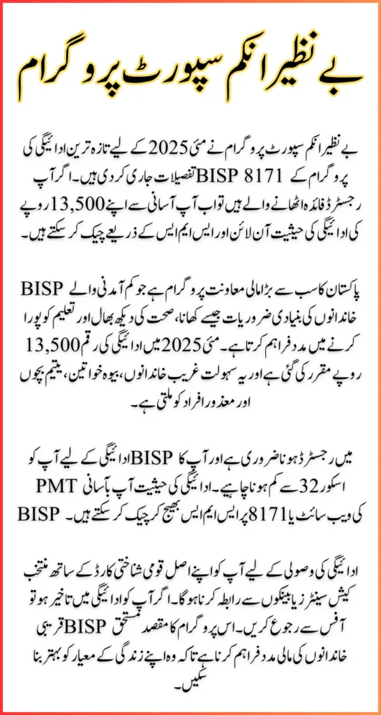 BISP 13500 Payment Notifications May 2025 How to Check Details Online