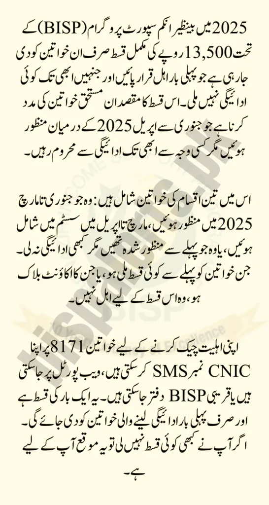 BISP 8171 Payment June 2025 Check Rs. 13,500 Payment Complete Details